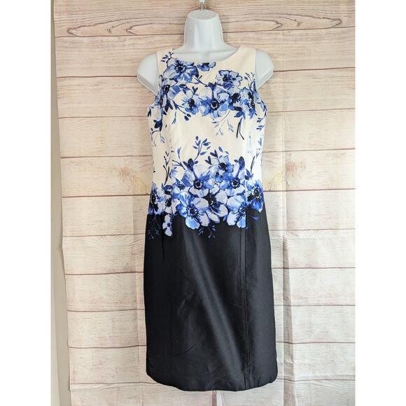 Lauren Ralph Lauren Blue & White Floral Patterned Sheath Dress, Size 6 - Picture 1 of 8